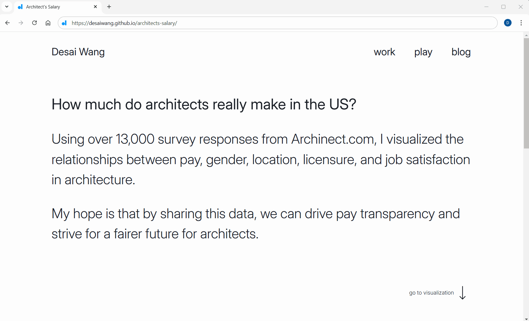 Colorful dots that represents individual salary data, when hovered reveal detailed information such as income, job satisfaction, gender, and licensure..
