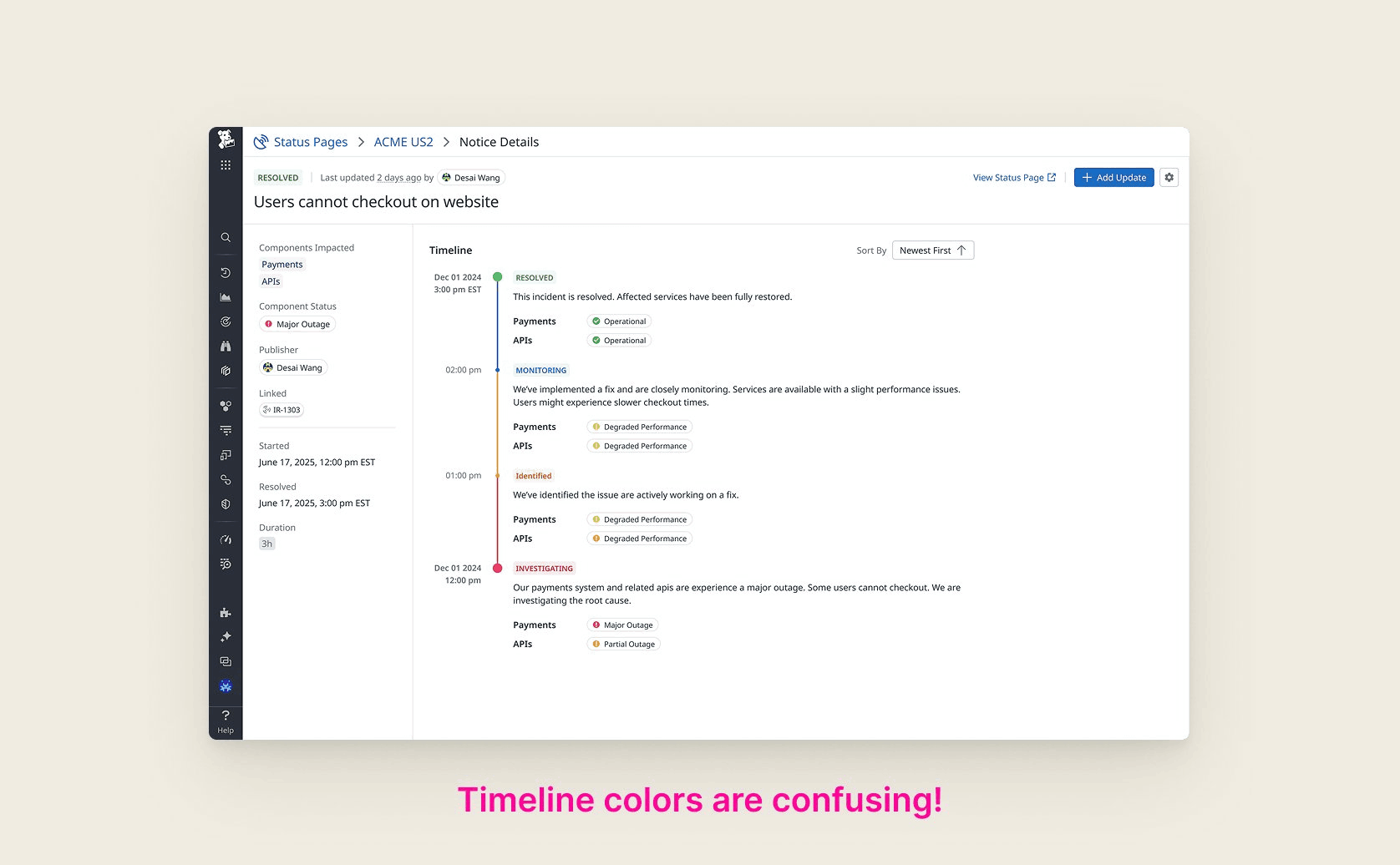 Timeline color confusion