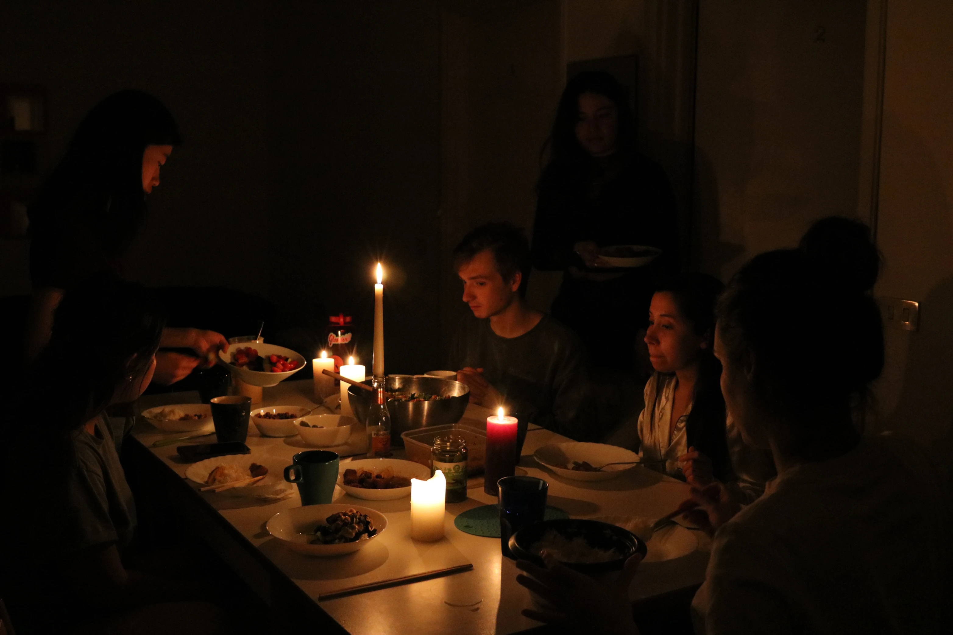 Dinner in candle light.