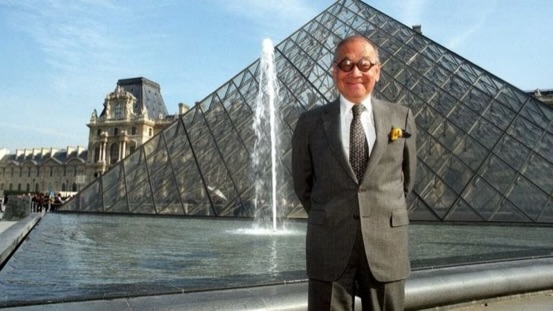 I.M. Pei in front of the louvre.