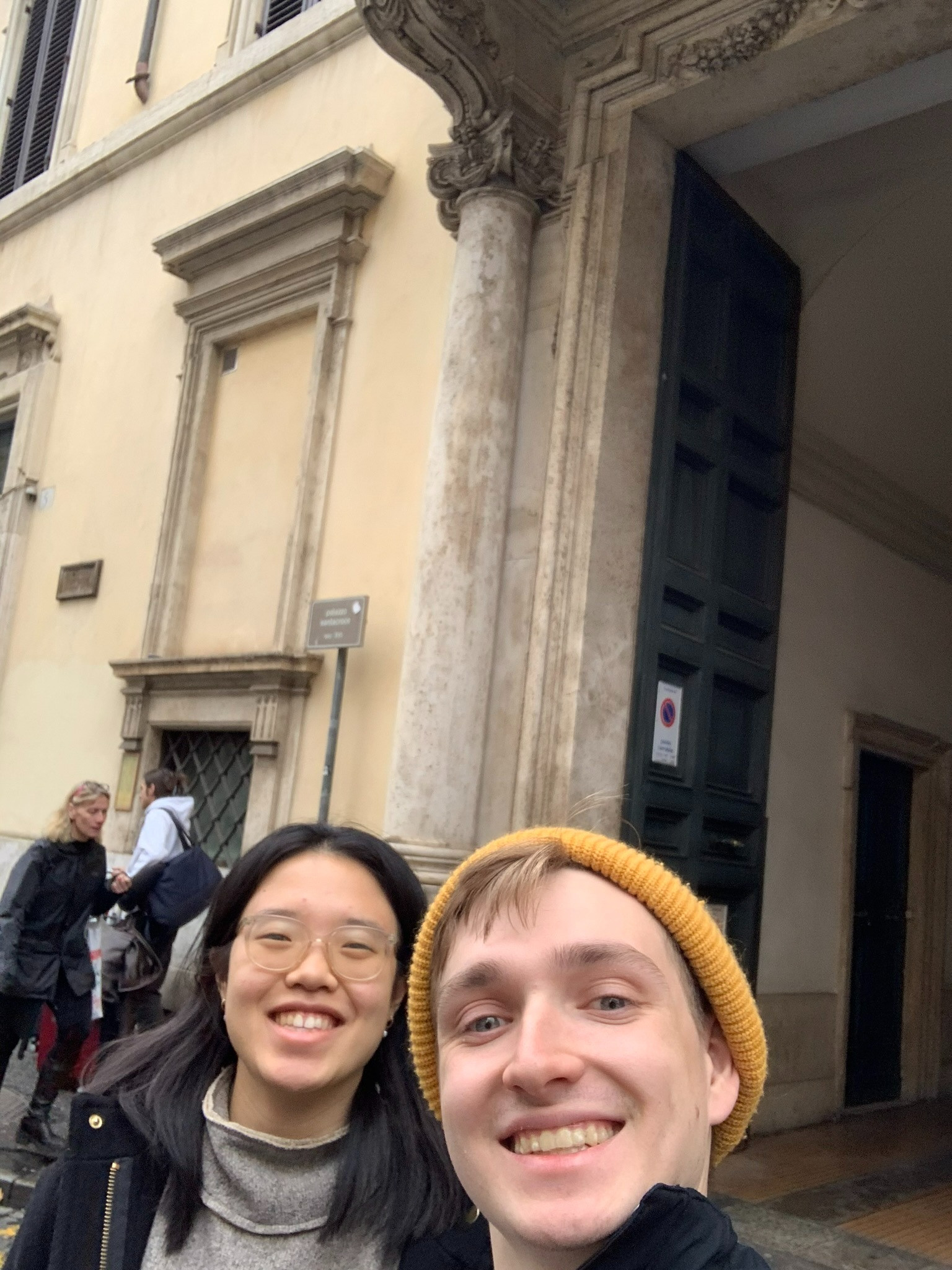 Austin and I in front of Palazzo Santacroce.